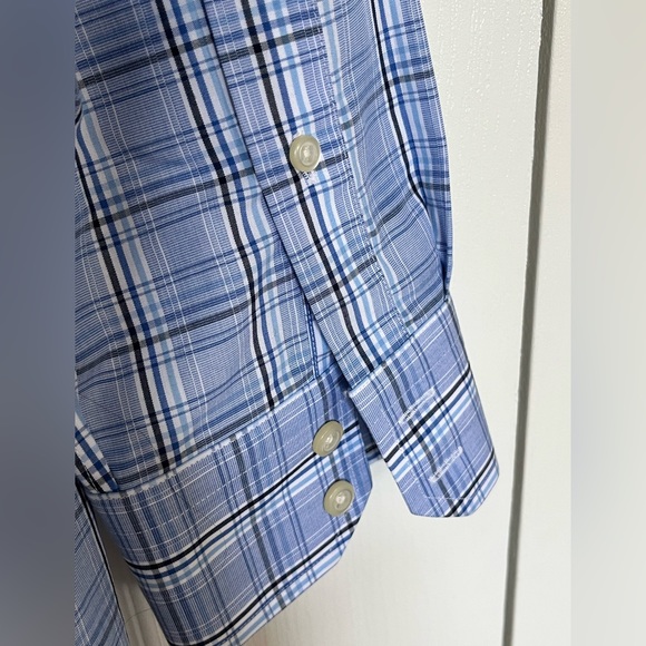 Banana Republic Men’s blue plaid button down shirt slim fit large - Picture 3 of 6